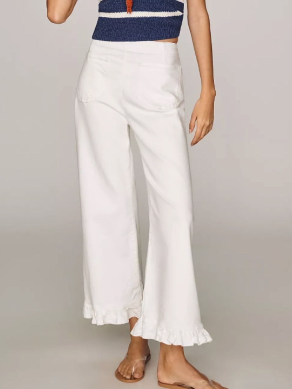 The Colette Magic Fabric Ruffle-Hem Crop Wide-Leg Trousers by Maeve